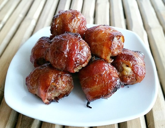 BBQ Bacon Wrapped Meatballs Plate