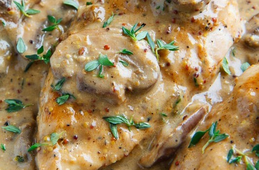 Chicken and Mushroom Skillet in a Creamy Asiago and Mustard Sauce 800 6958