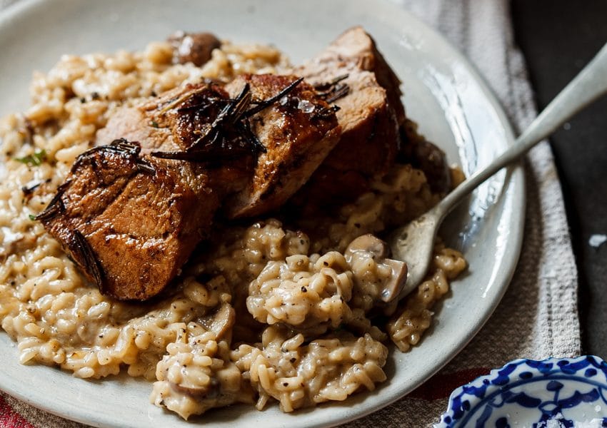 date night pork fillet with mushroom risotto 4