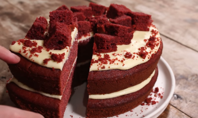 Απλό, νόστιμο, όμορφο, εύκολο και γιορτινό Red Velvet κέικ χωρίς καθόλου μίξερ